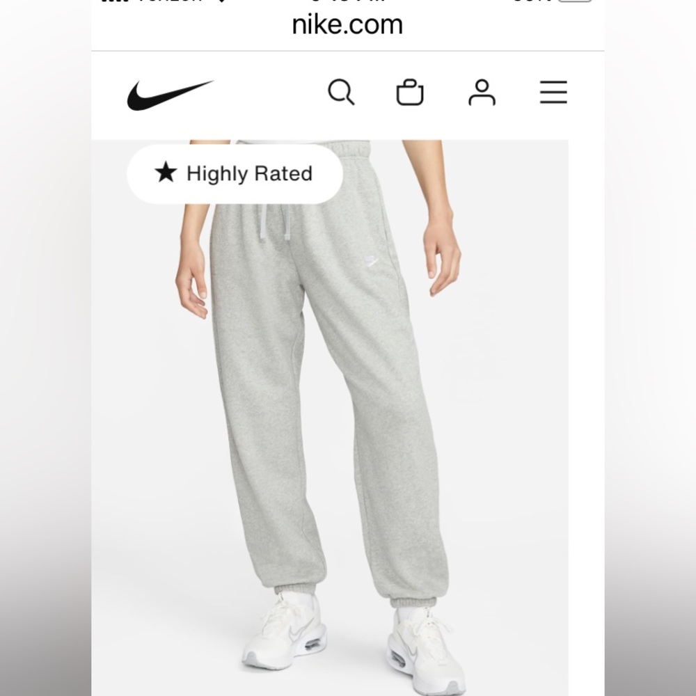 NWT Gray Nike Sportswear Club Fleece Mid-Rise Oversized Sweatpants www.nike.com